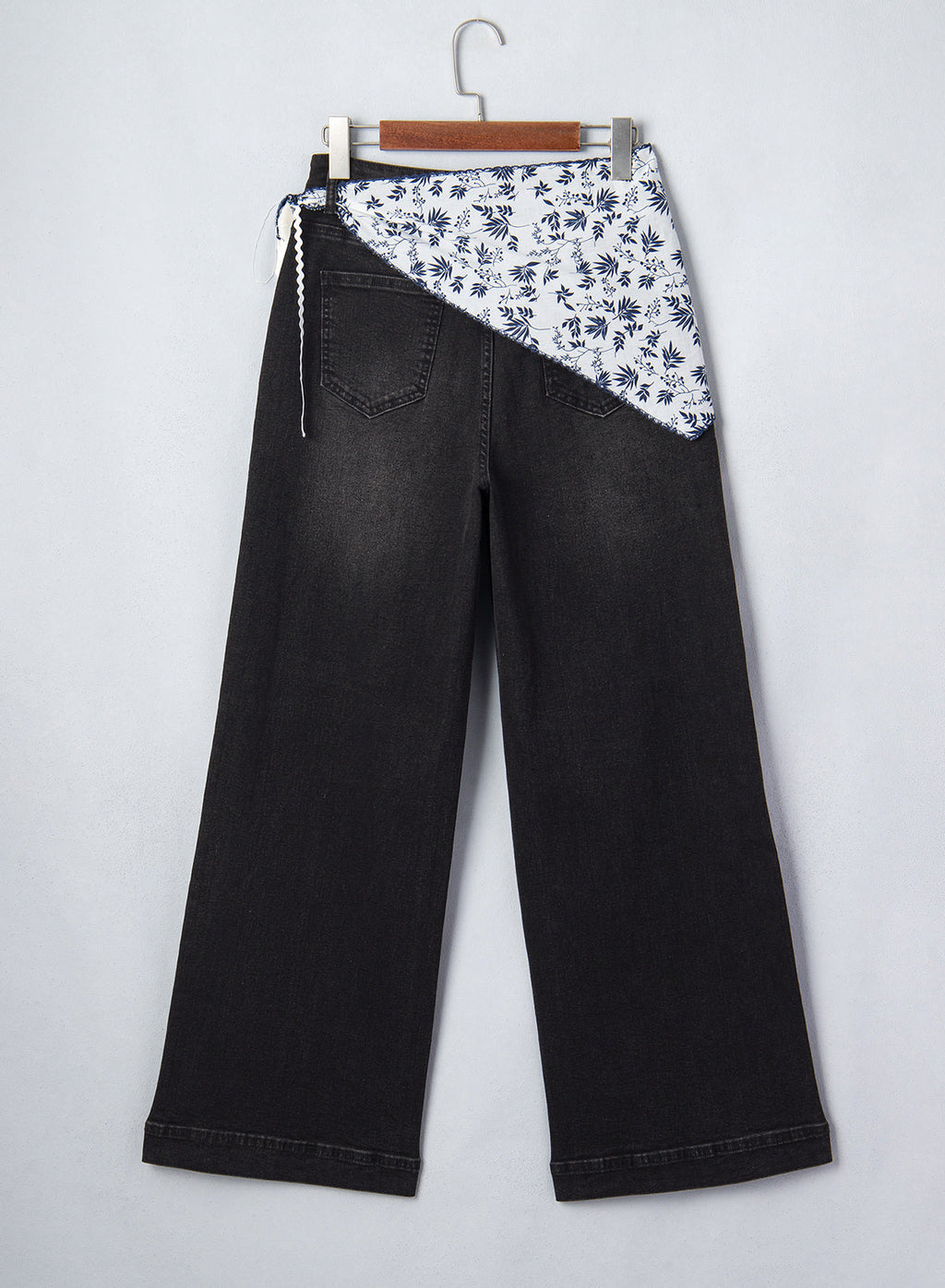 Jeans for Women Wide Leg Denim Stretch Pants with Scarf Belt