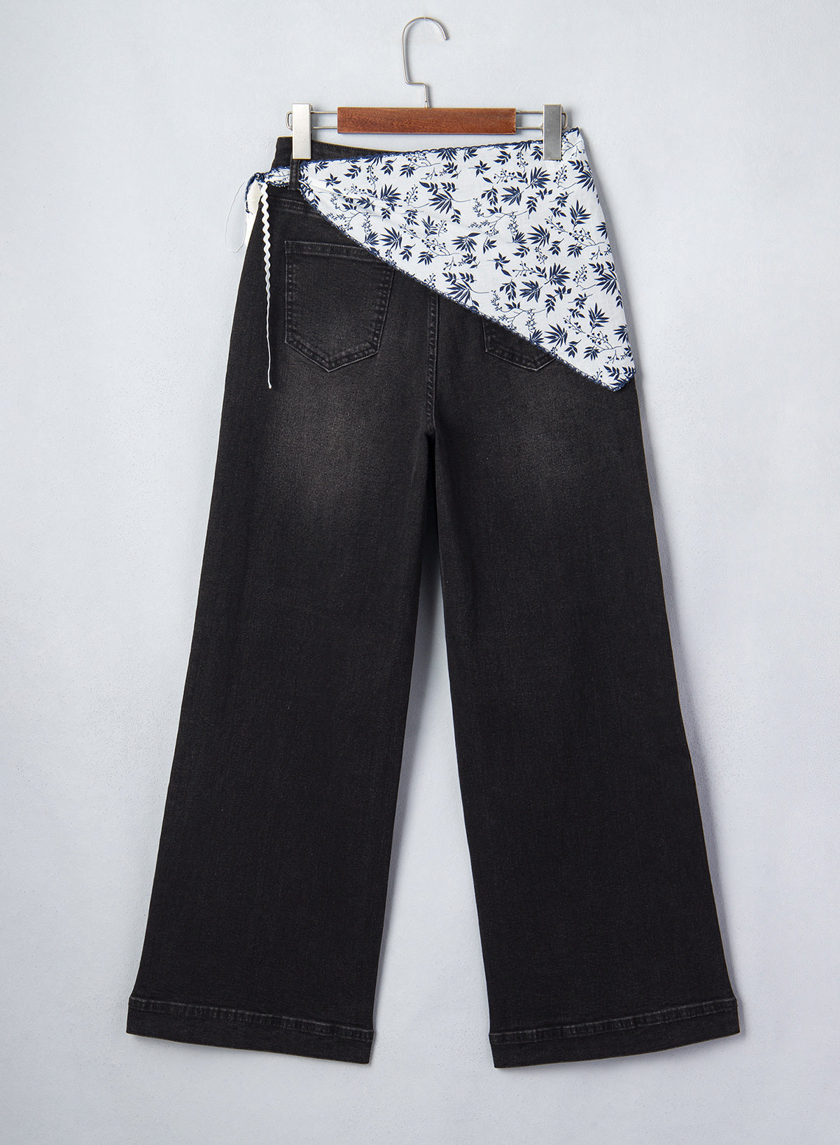Jeans for Women Wide Leg Denim Stretch Pants with Scarf Belt