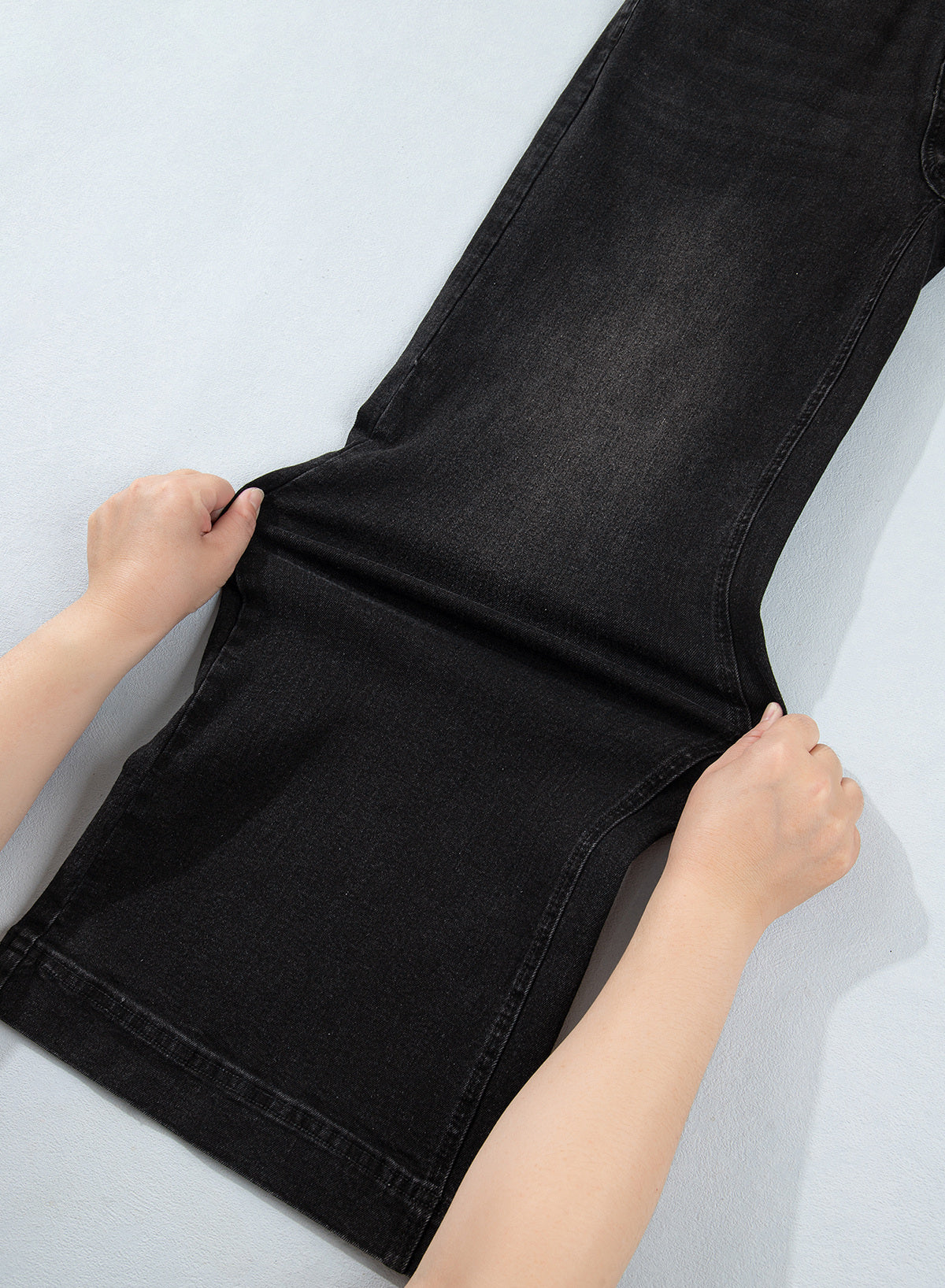 Jeans for Women Wide Leg Denim Stretch Pants with Scarf Belt
