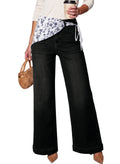 Jeans for Women Wide Leg Denim Stretch Pants with Scarf Belt
