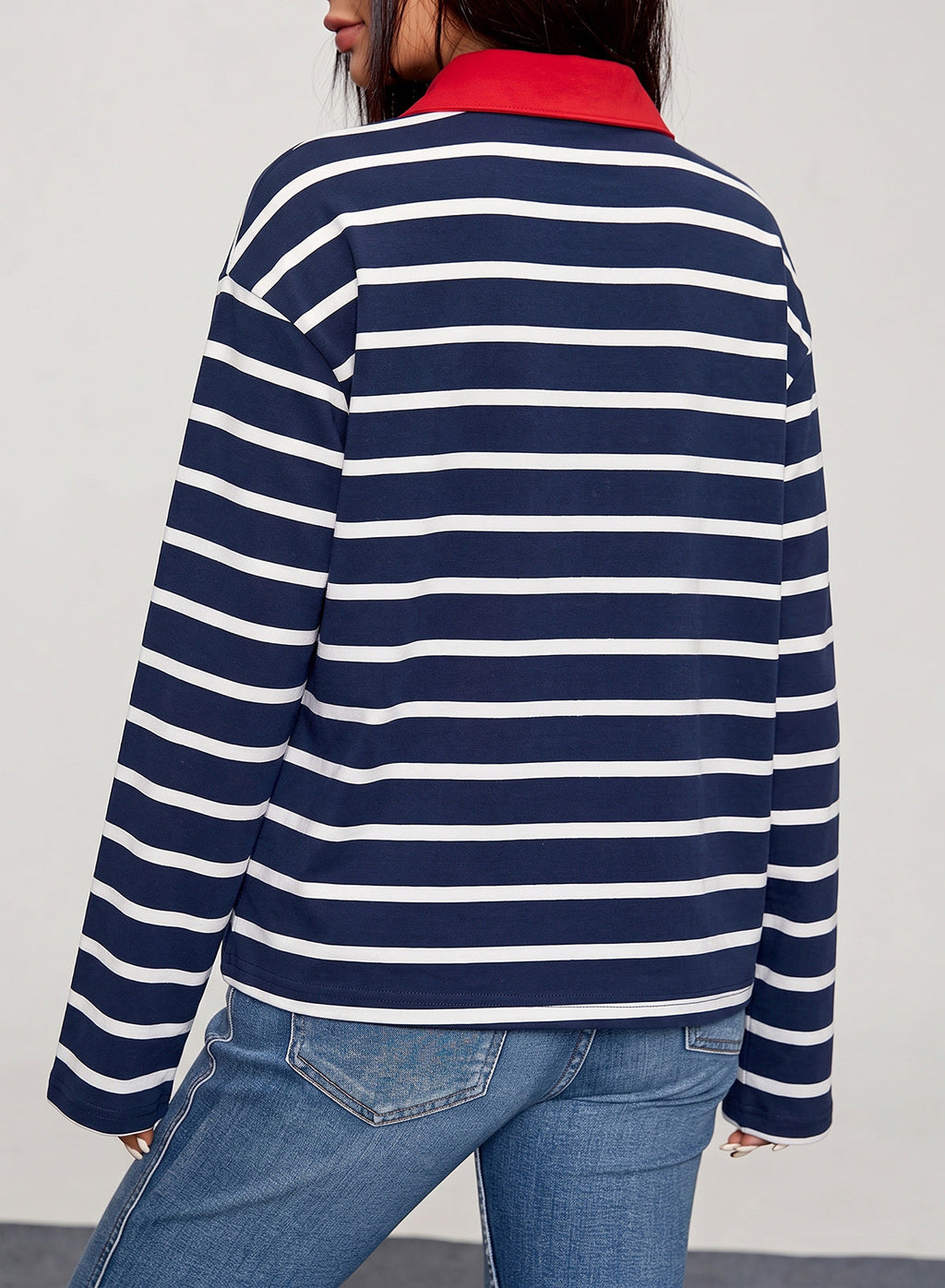 Dokotoo Womens Tops Long Sleeve Striped Color Block Button Down Shirts
