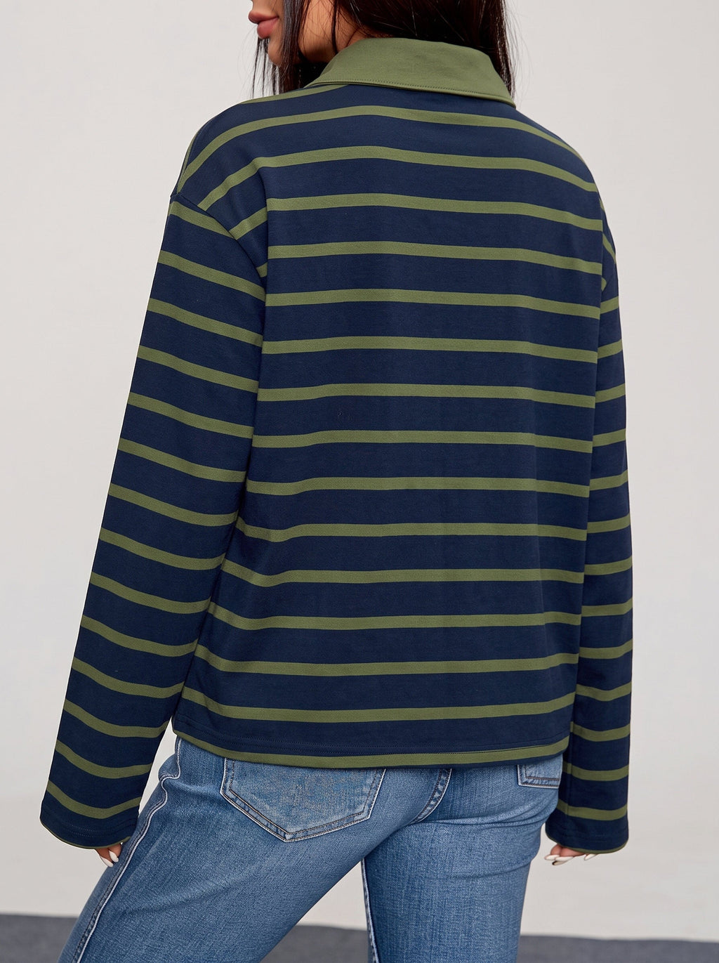 Dokotoo Womens Tops Long Sleeve Striped Color Block Button Down Shirts