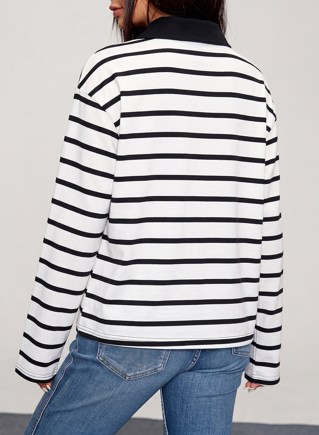 Dokotoo Womens Tops Long Sleeve Striped Color Block Button Down Shirts