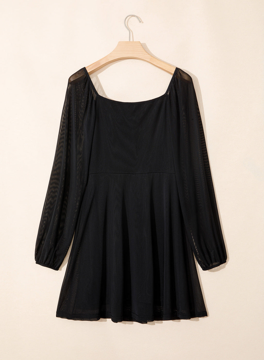 Dokotoo Women's Long Lantern Sleeve Square Neck Smocked A-Line Mini Dresses