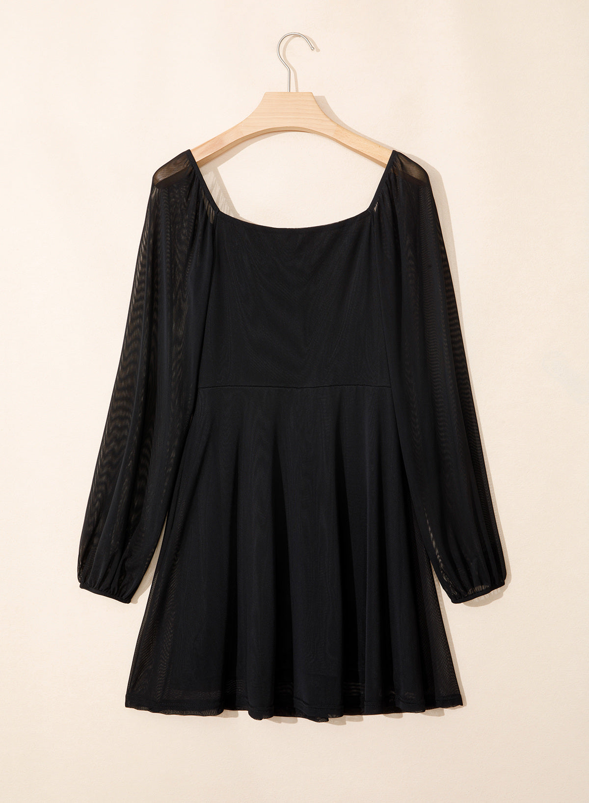 Dokotoo Women's Long Lantern Sleeve Square Neck Smocked A-Line Mini Dresses