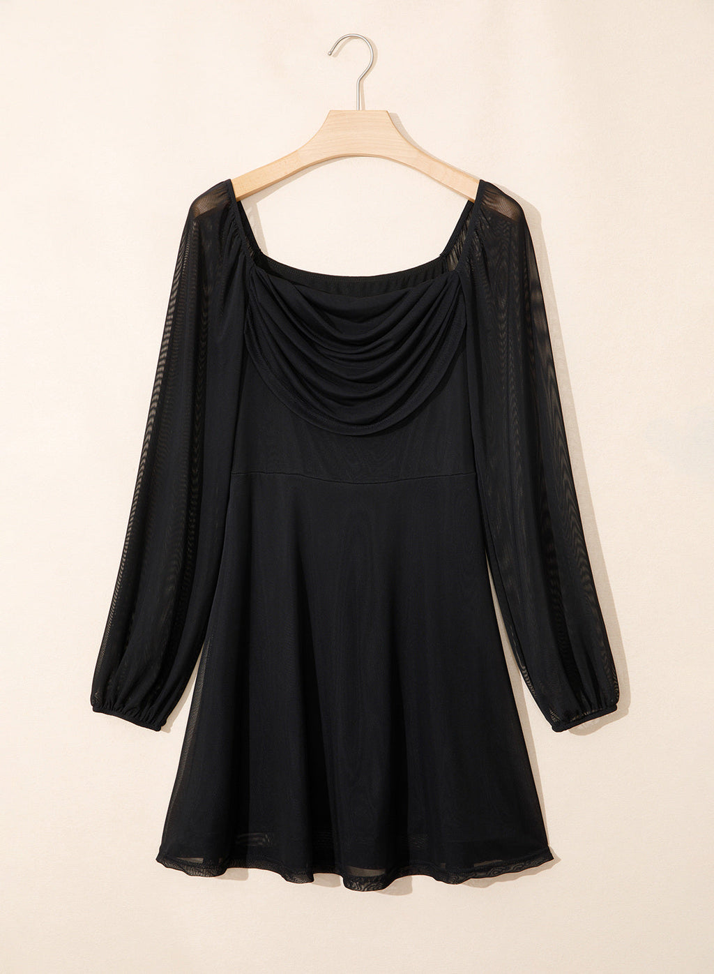 Dokotoo Women's Long Lantern Sleeve Square Neck Smocked A-Line Mini Dresses