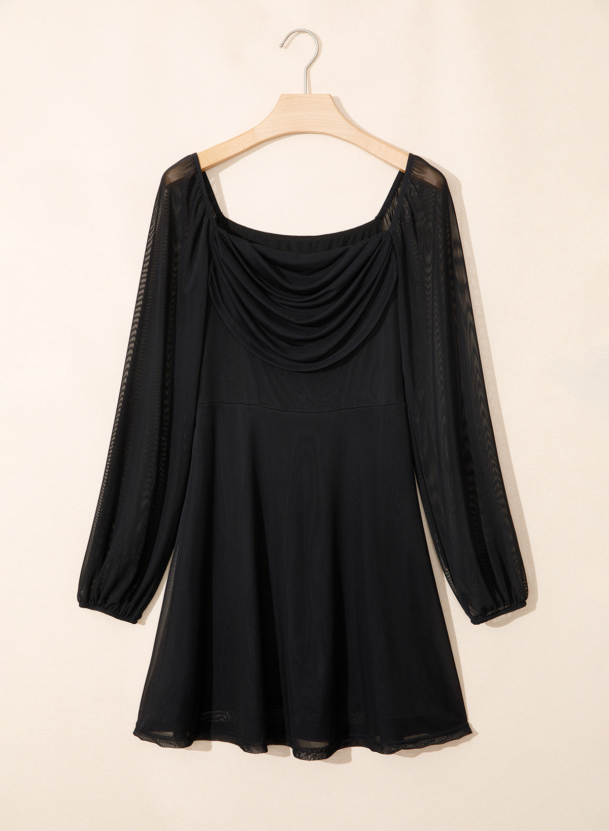 Dokotoo Women's Long Lantern Sleeve Square Neck Smocked A-Line Mini Dresses