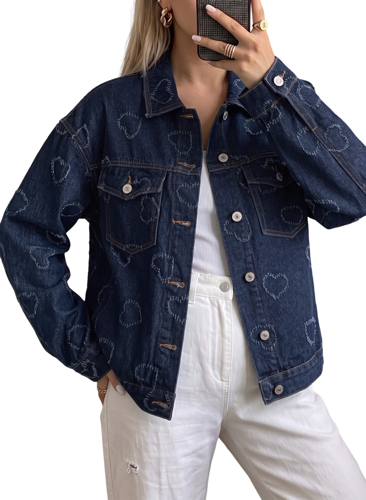 Dokotoo Womens Denim Jacket Oversized Button Down Jean Coats with Pockets