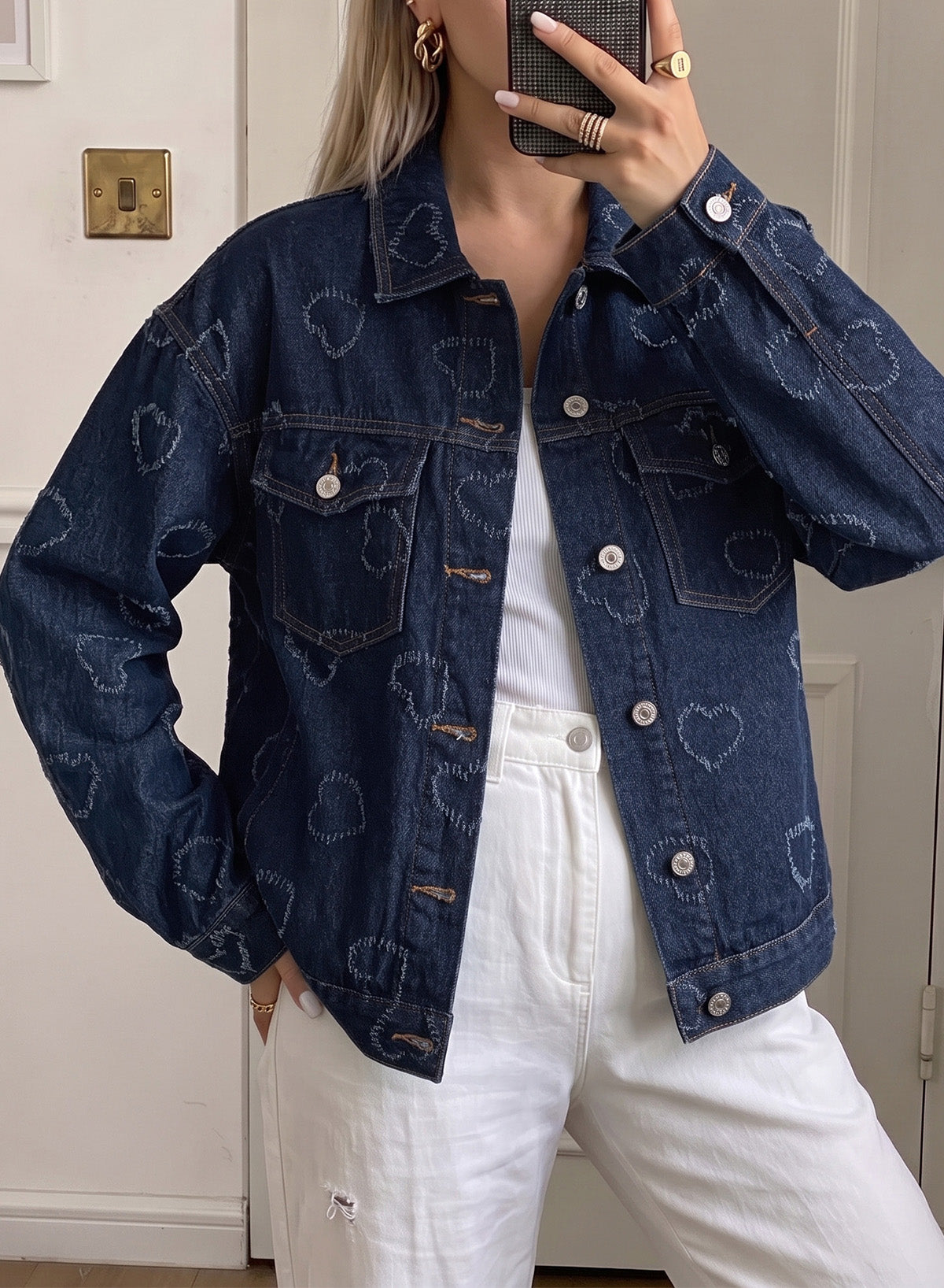 Dokotoo Womens Denim Jacket Oversized Button Down Jean Coats with Pockets