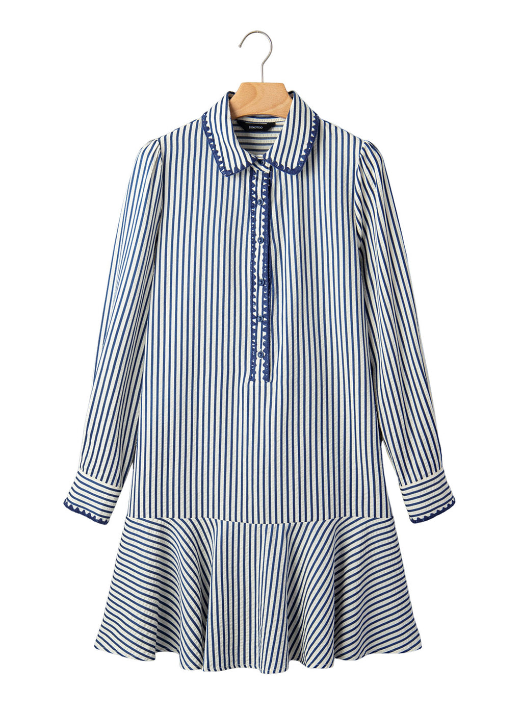 Dokotoo Womens Dresses Striped Button Babydoll Ruffle Hem Mini Dress