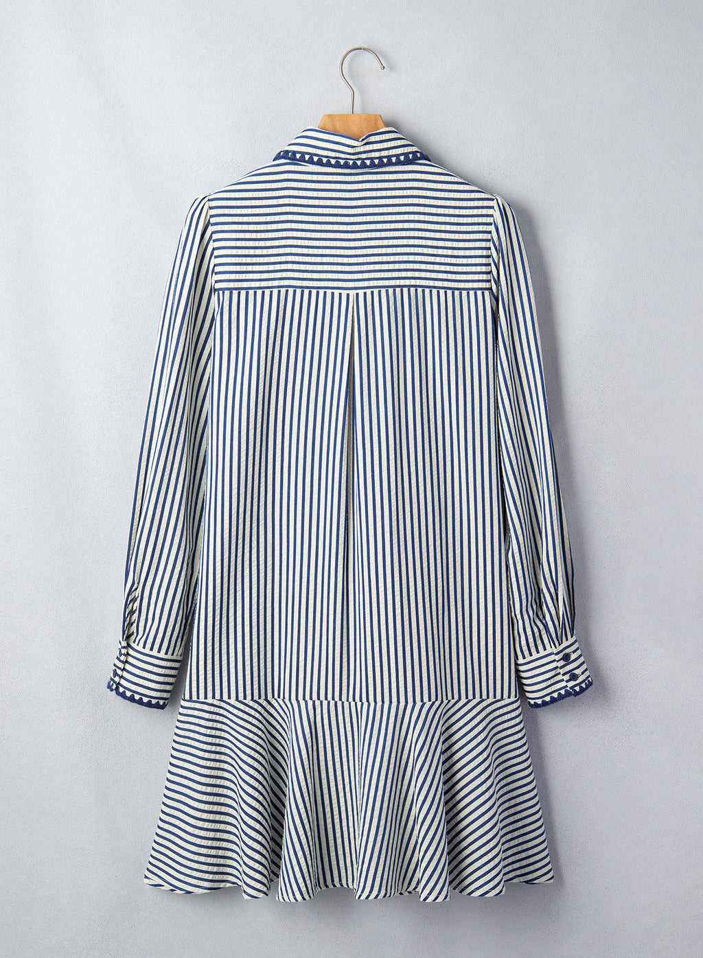 Dokotoo Womens Dresses Striped Button Babydoll Ruffle Hem Mini Dress