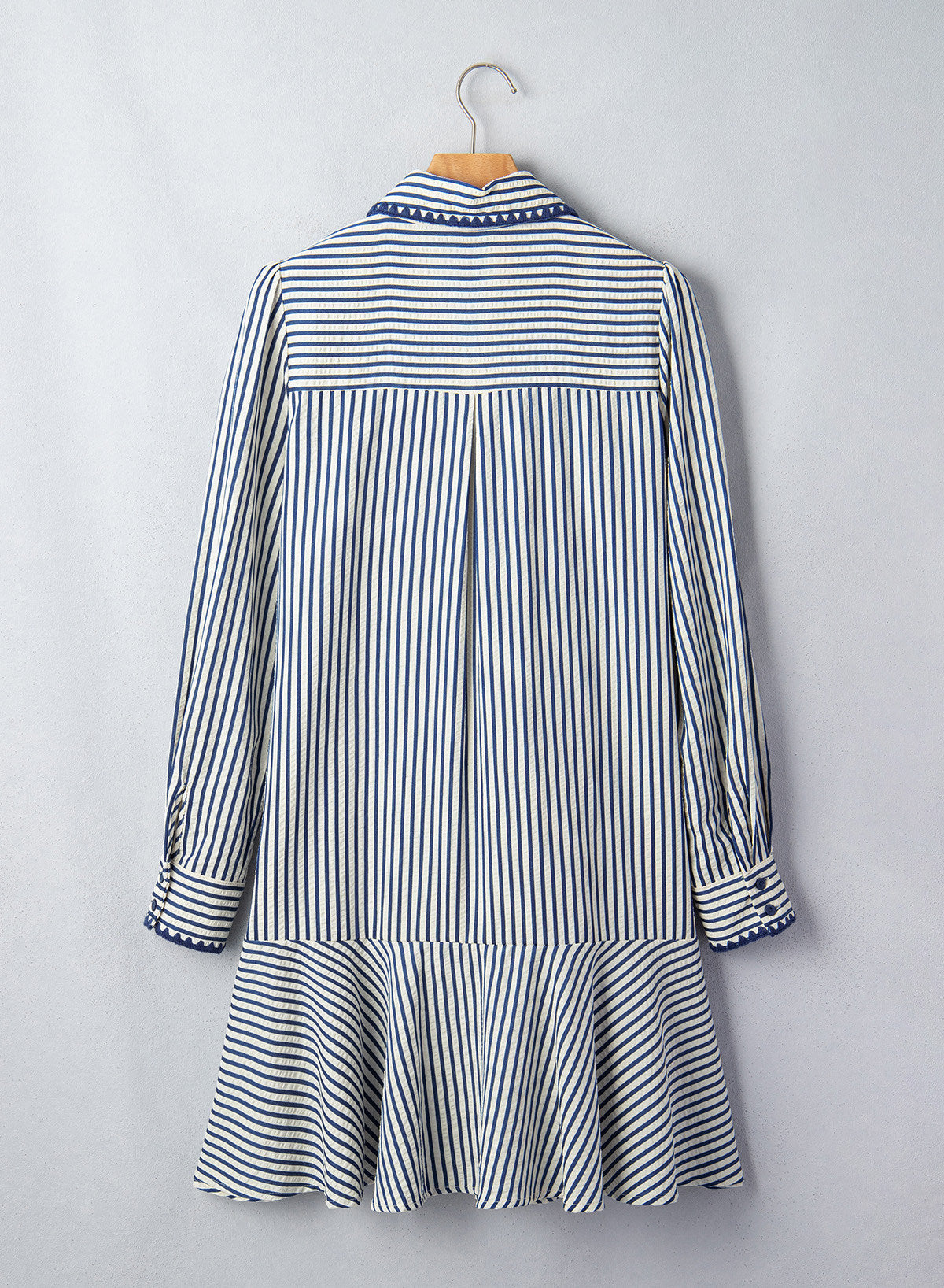 Dokotoo Womens Dresses Striped Button Babydoll Ruffle Hem Mini Dress