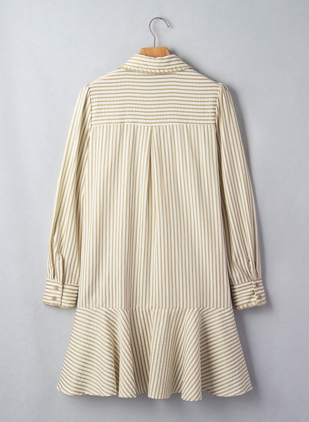 Dokotoo Womens Dresses Striped Button Babydoll Ruffle Hem Mini Dress
