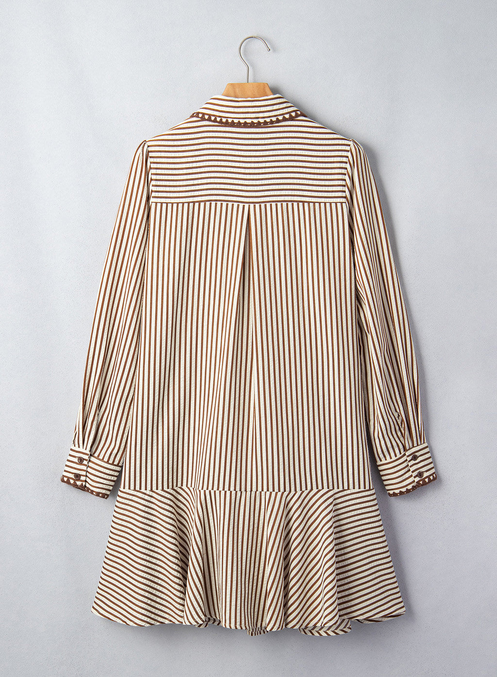 Dokotoo Womens Dresses Striped Button Babydoll Ruffle Hem Mini Dress