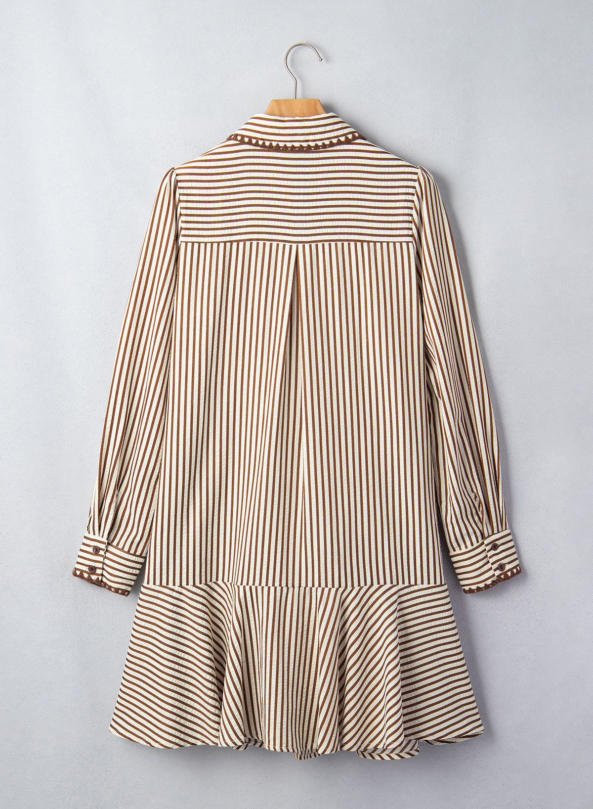 Dokotoo Womens Dresses Striped Button Babydoll Ruffle Hem Mini Dress