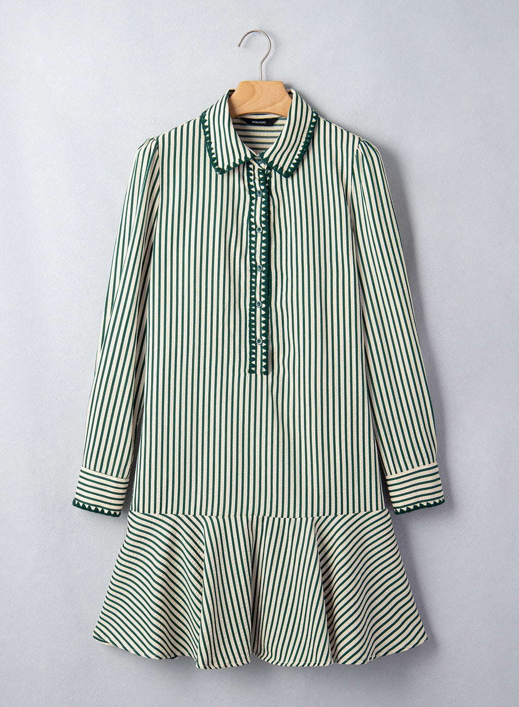 Dokotoo Womens Dresses Striped Button Babydoll Ruffle Hem Mini Dress
