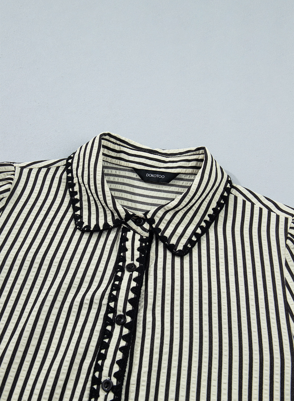 Dokotoo Womens Dresses Striped Button Babydoll Ruffle Hem Mini Dress