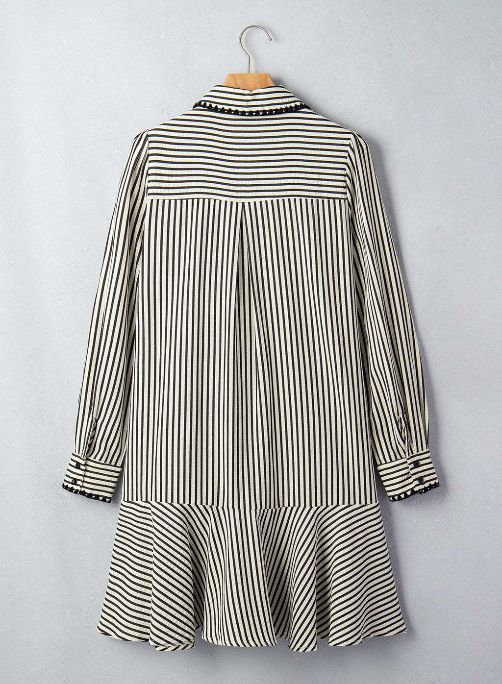 Dokotoo Womens Dresses Striped Button Babydoll Ruffle Hem Mini Dress