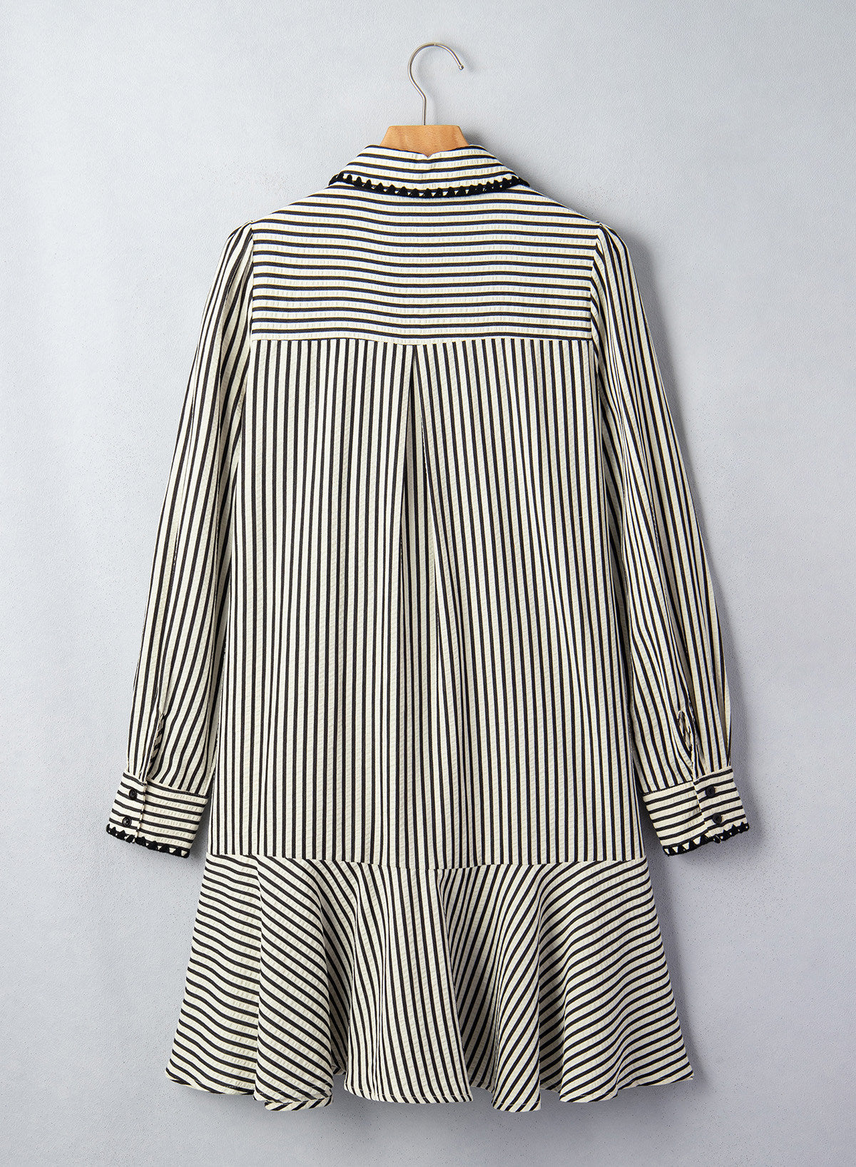 Dokotoo Womens Dresses Striped Button Babydoll Ruffle Hem Mini Dress