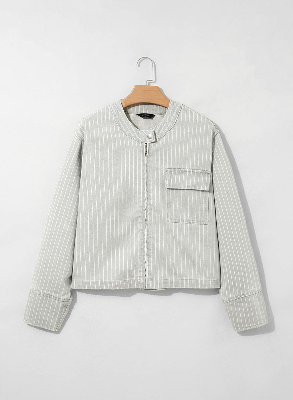 Dokotoo Women's Striped Denim Jacket 2026 Fall Zipper Button Jeans Coats