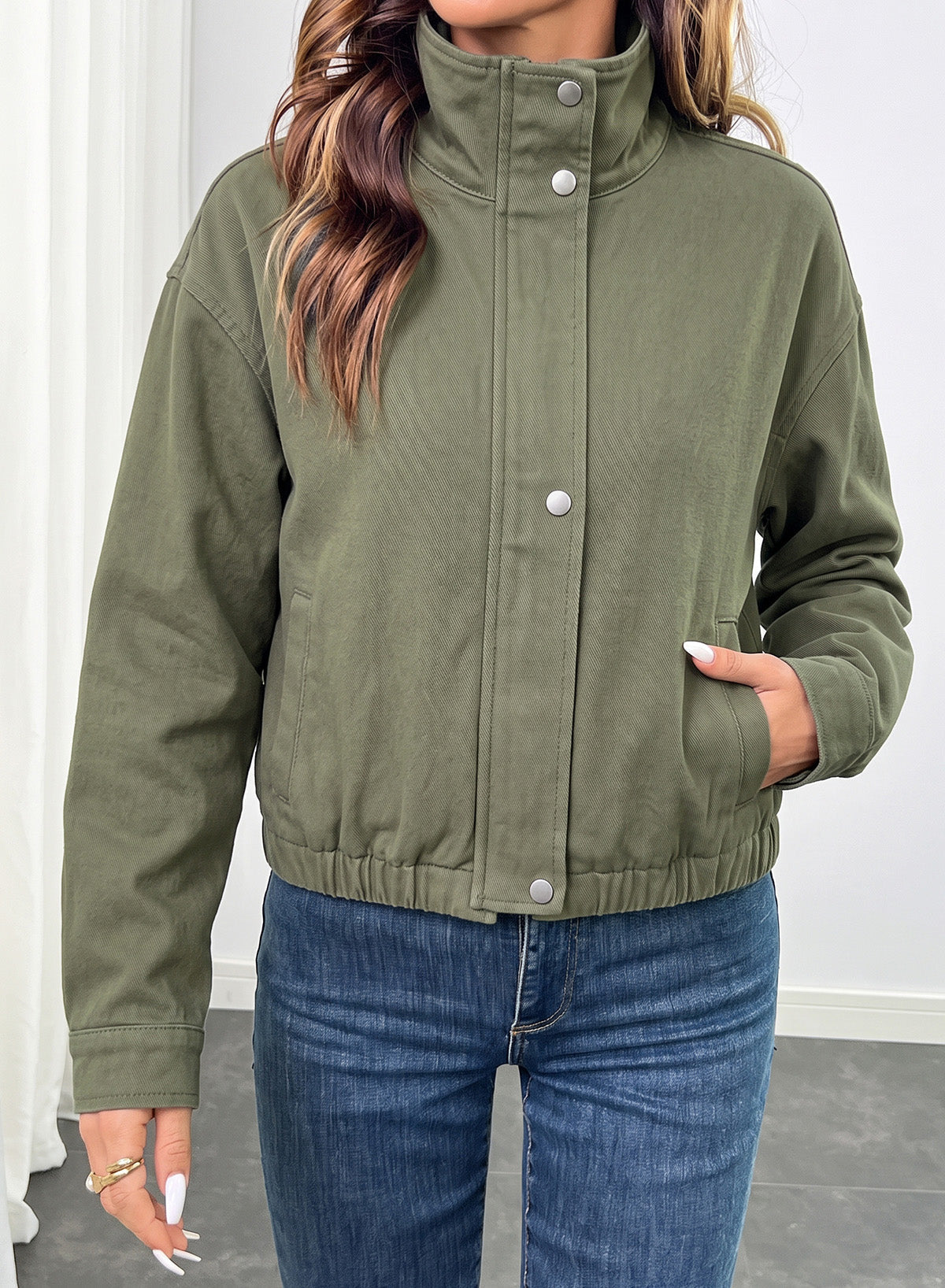 Dokotoo Womens Cropped Jean Jacket Zip Up Oversized Denim Jacket