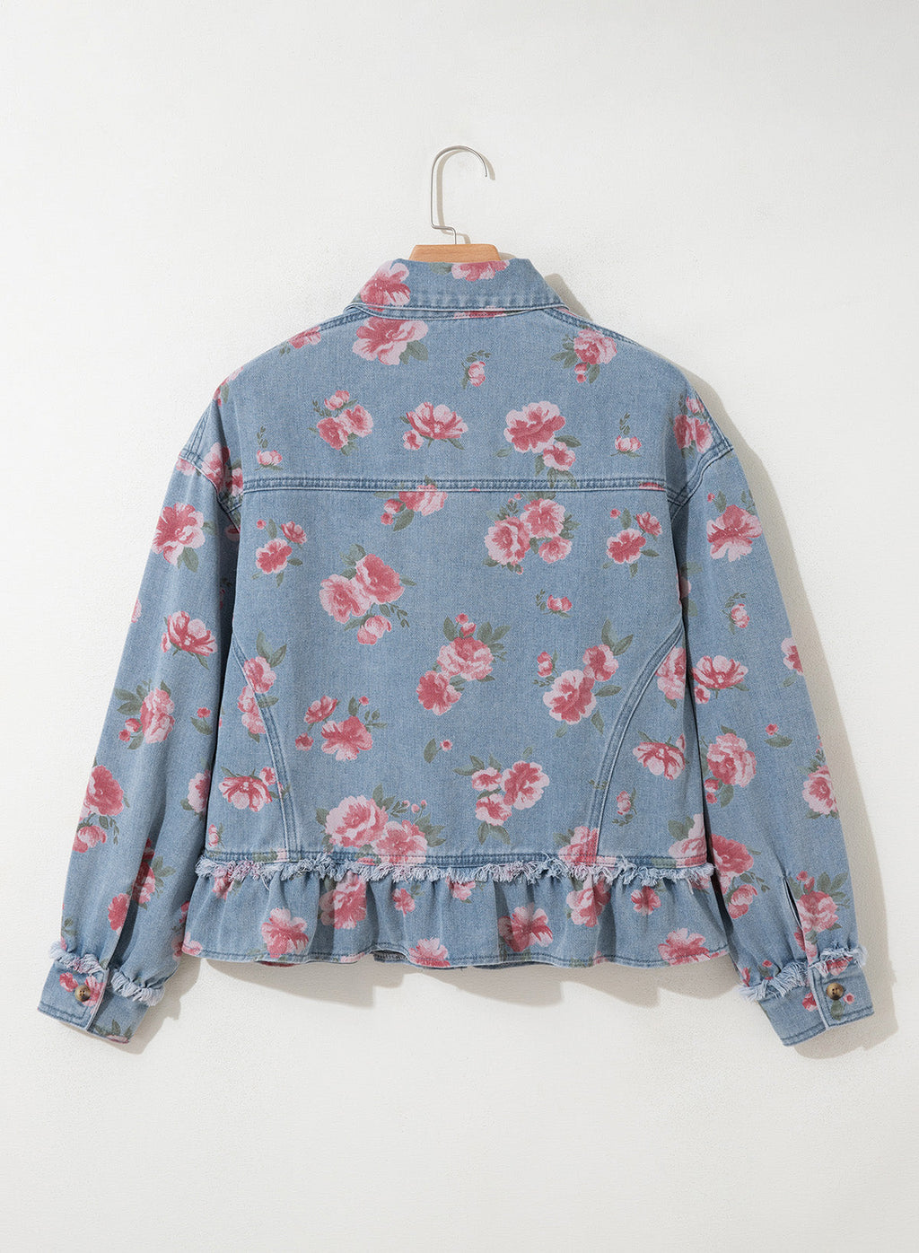 Dokotoo Womens Denim Jacket Ruffle Hem Button Down Jean Coats