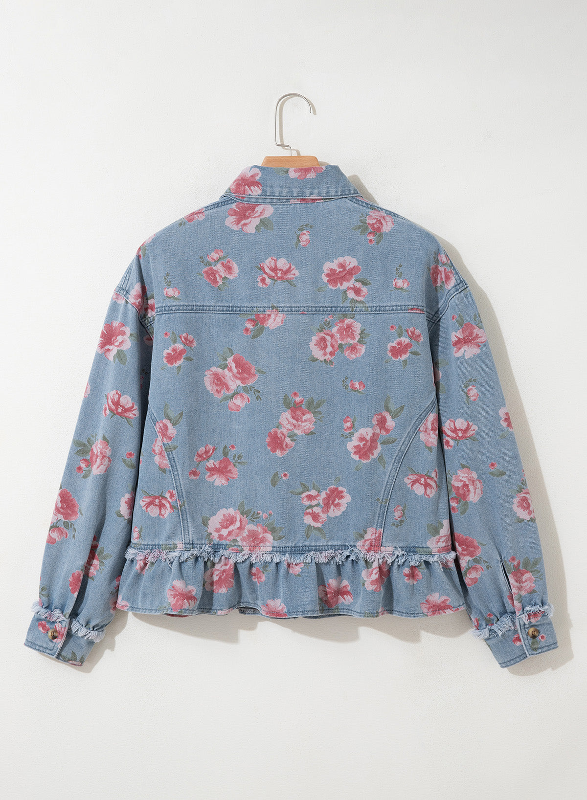 Dokotoo Womens Denim Jacket Ruffle Hem Button Down Jean Coats