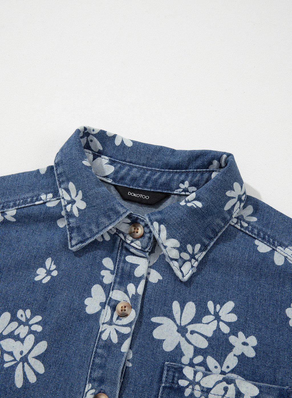 Dokotoo Womens Denim Jacket Ruffle Hem Button Down Jean Coats