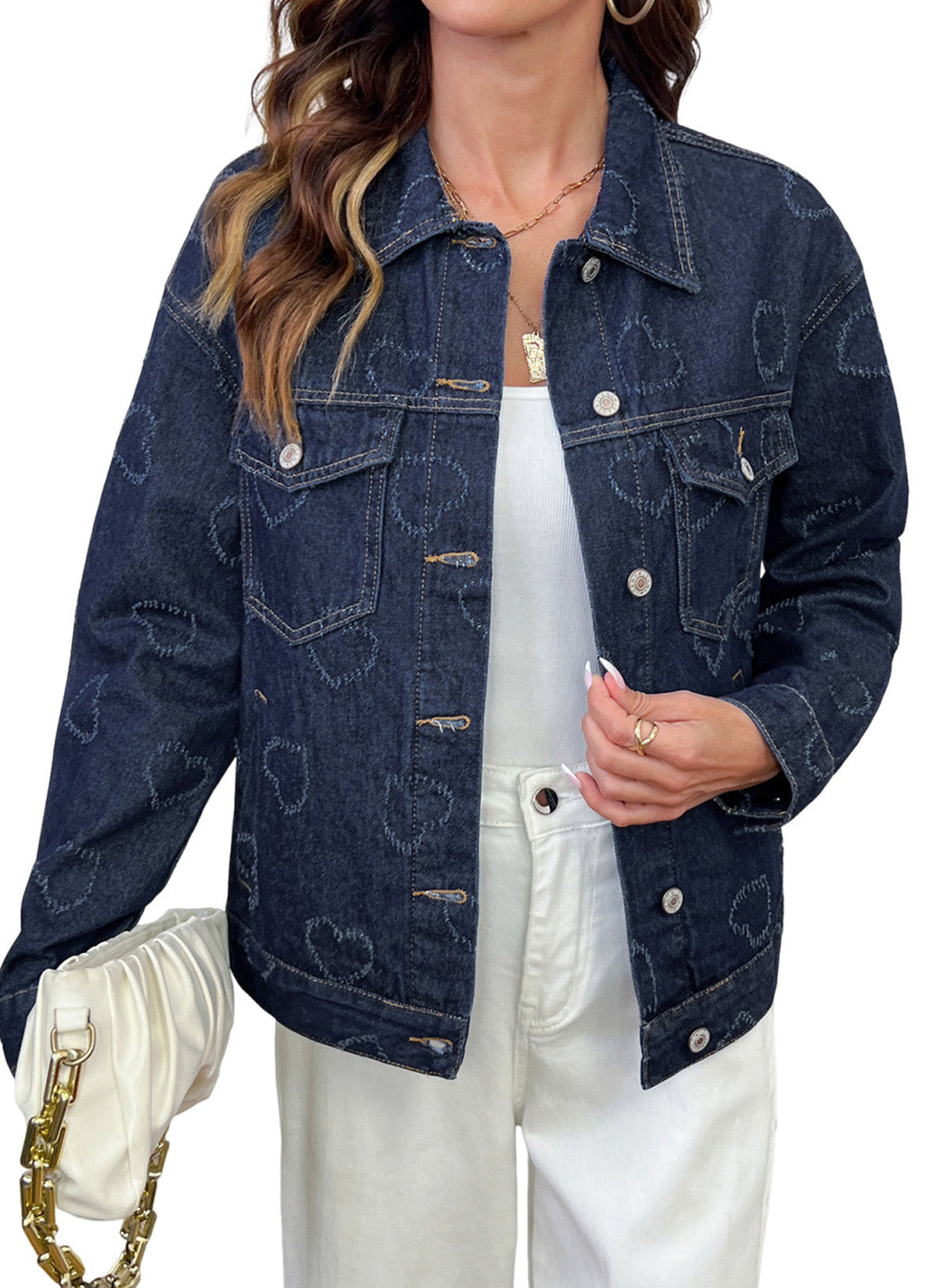 Dokotoo Womens Denim Jacket Oversized Button Down Jean Coats with Pockets