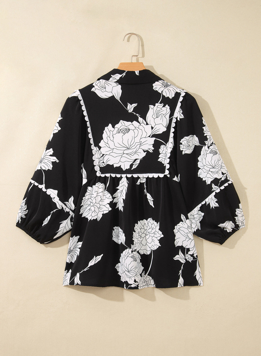 Dokotoo Womens Babydoll Tops 3/4 Sleeve Dressy Casual Blouse Collar Shirts