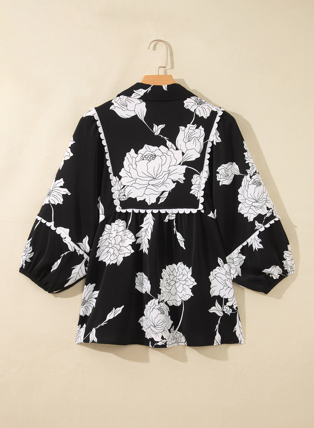 Dokotoo Womens Babydoll Tops 3/4 Sleeve Dressy Casual Blouse Collar Shirts