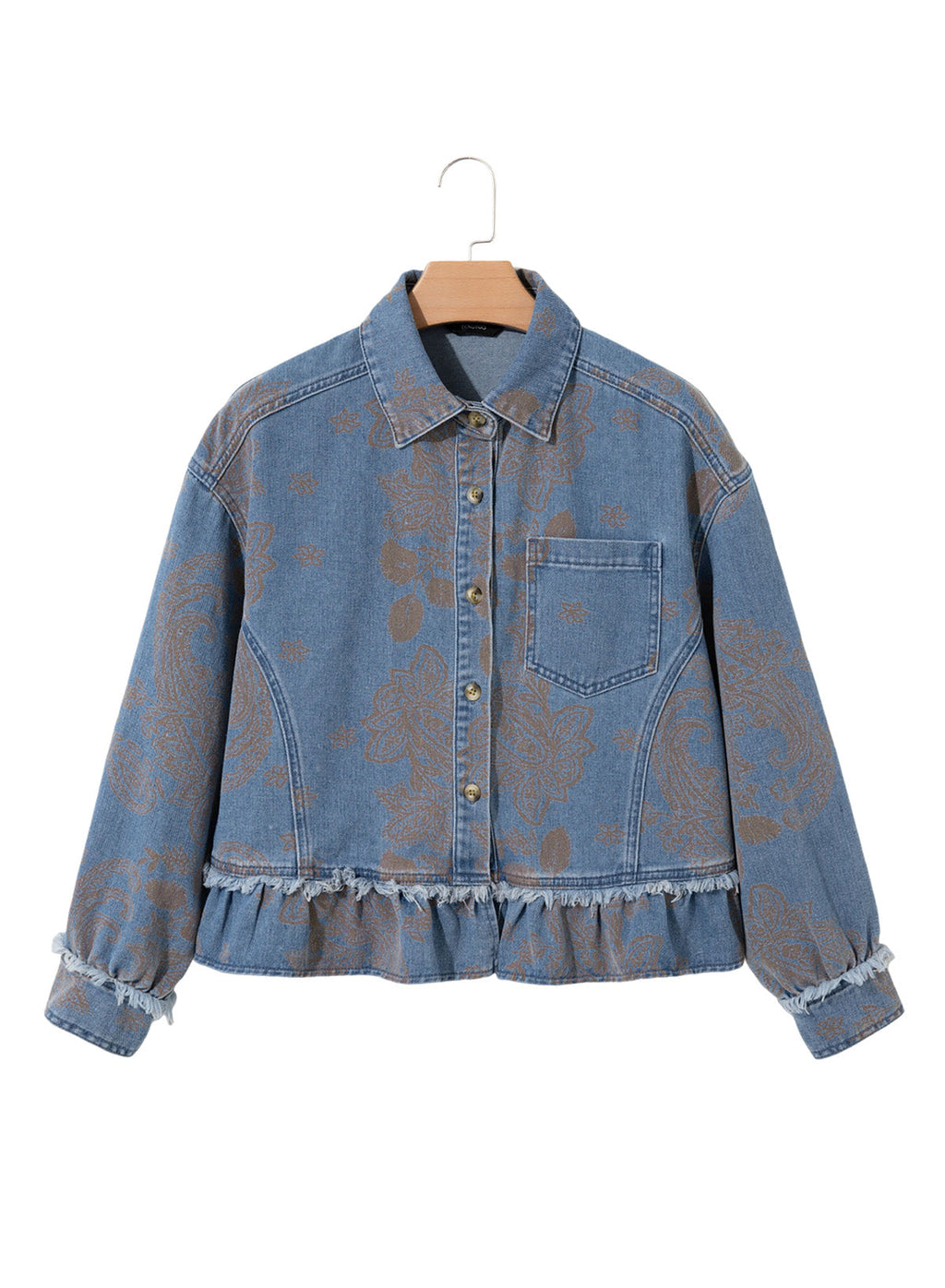 Dokotoo Womens Denim Jacket Ruffle Hem Button Down Jean Coats