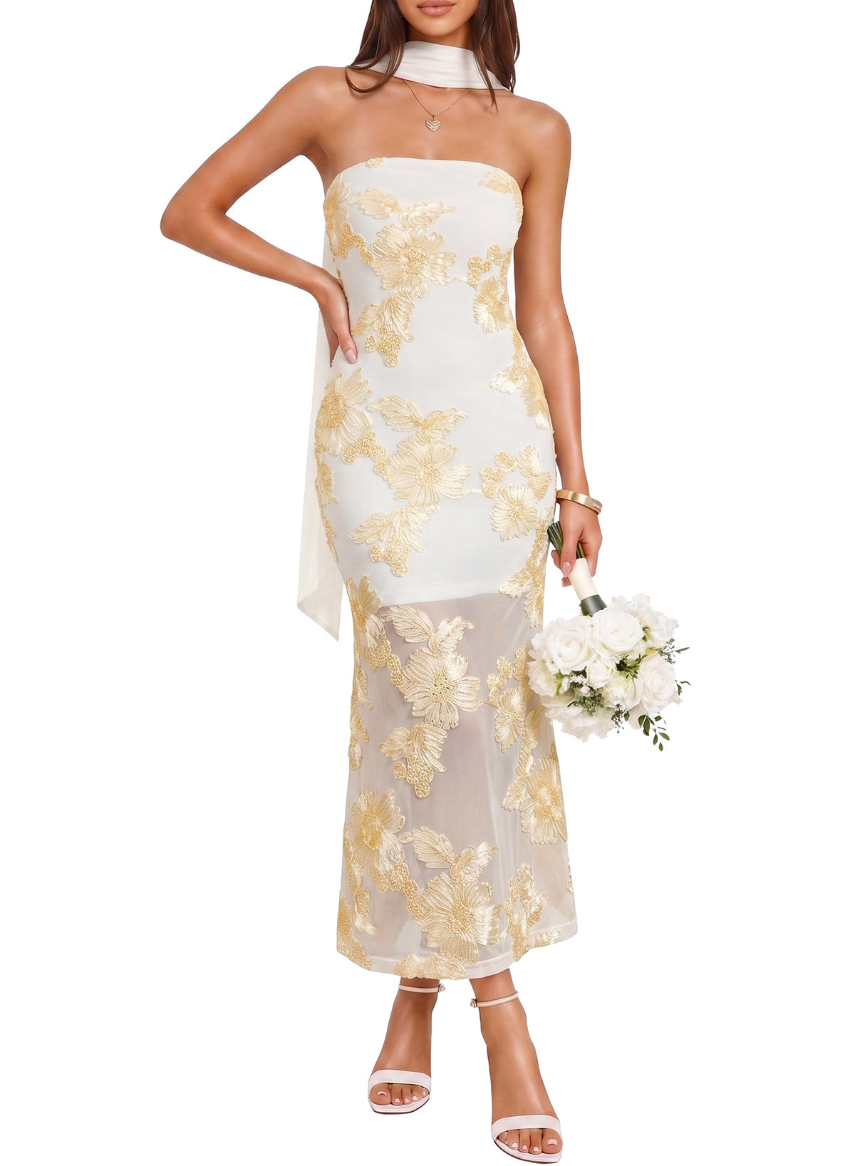 Dokotoo 2026 Summer Slim Strapless Formal Cocktail Wedding Guest Dresses
