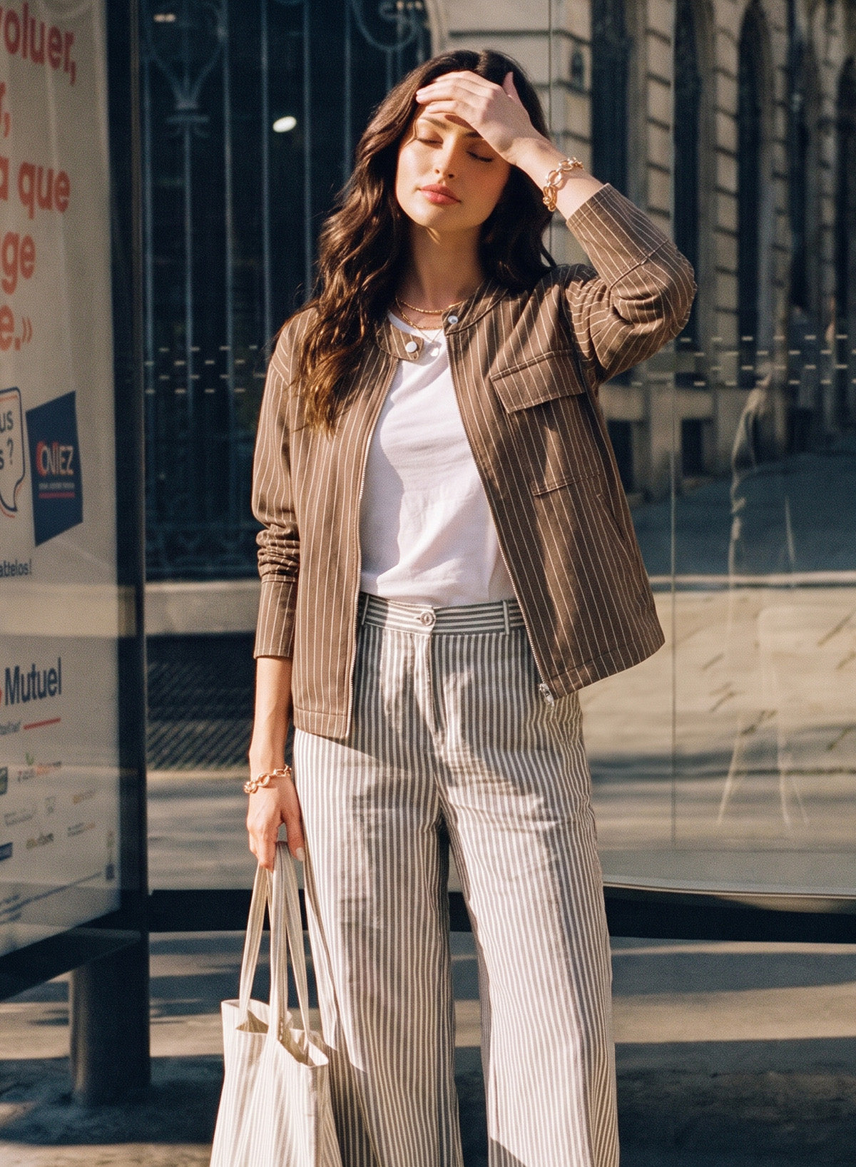 Dokotoo Women's Striped Denim Jacket 2026 Fall Zipper Button Jeans Coats