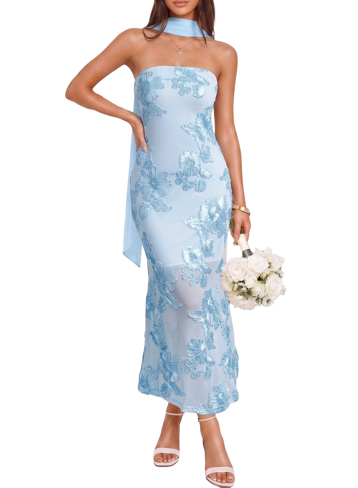 Dokotoo 2026 Summer Slim Strapless Formal Cocktail Wedding Guest Dresses