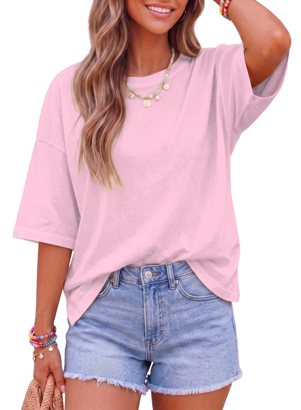 Dokotoo Oversized Graphic Tees for Women 3/4 Sleeve Summer Vintage T Shirts