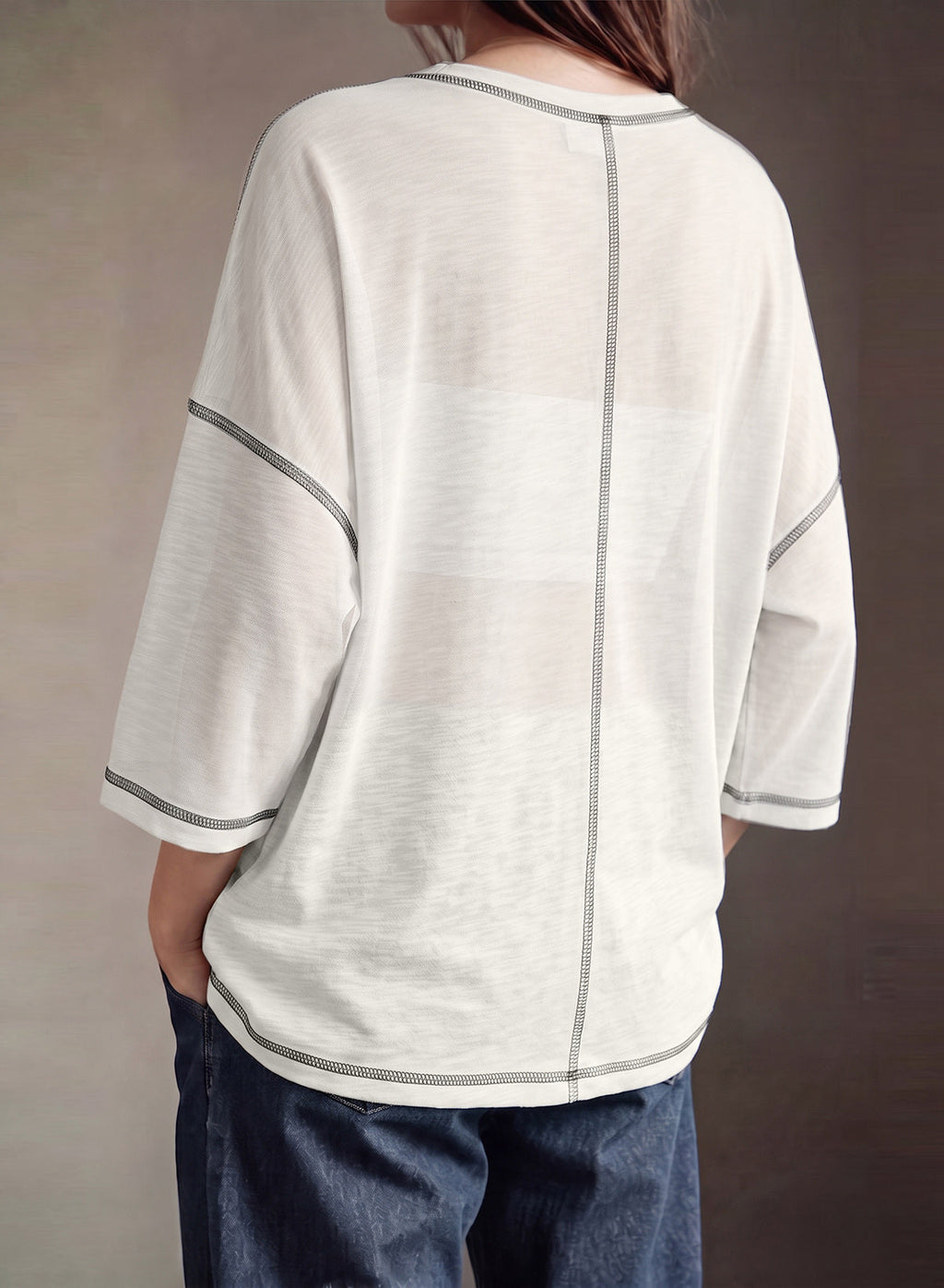 Dokotoo 3/4 Sleeve Tops for Women Loose Fit Shirts Crewneck Summer Outfits
