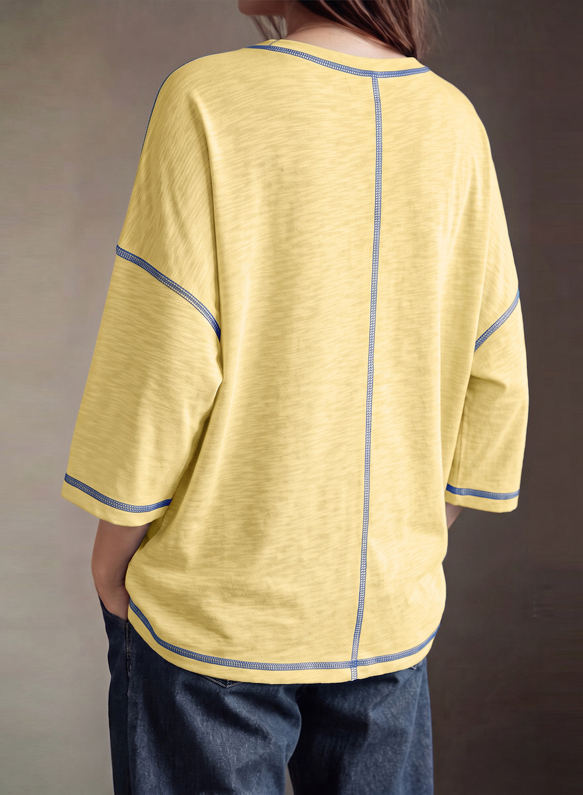 Dokotoo 3/4 Sleeve Tops for Women Loose Fit Shirts Crewneck Summer Outfits