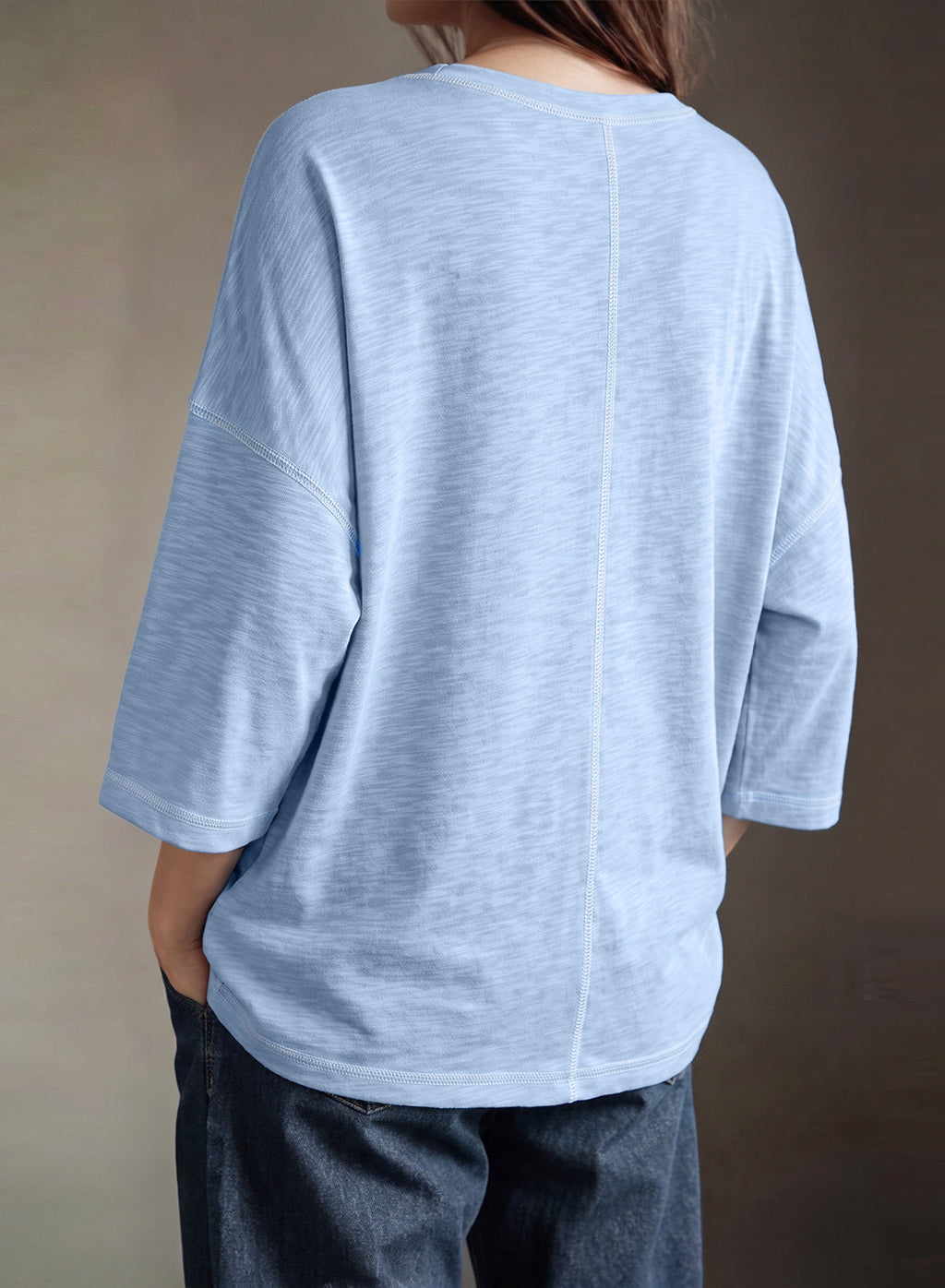 Dokotoo 3/4 Sleeve Tops for Women Loose Fit Shirts Crewneck Summer Outfits