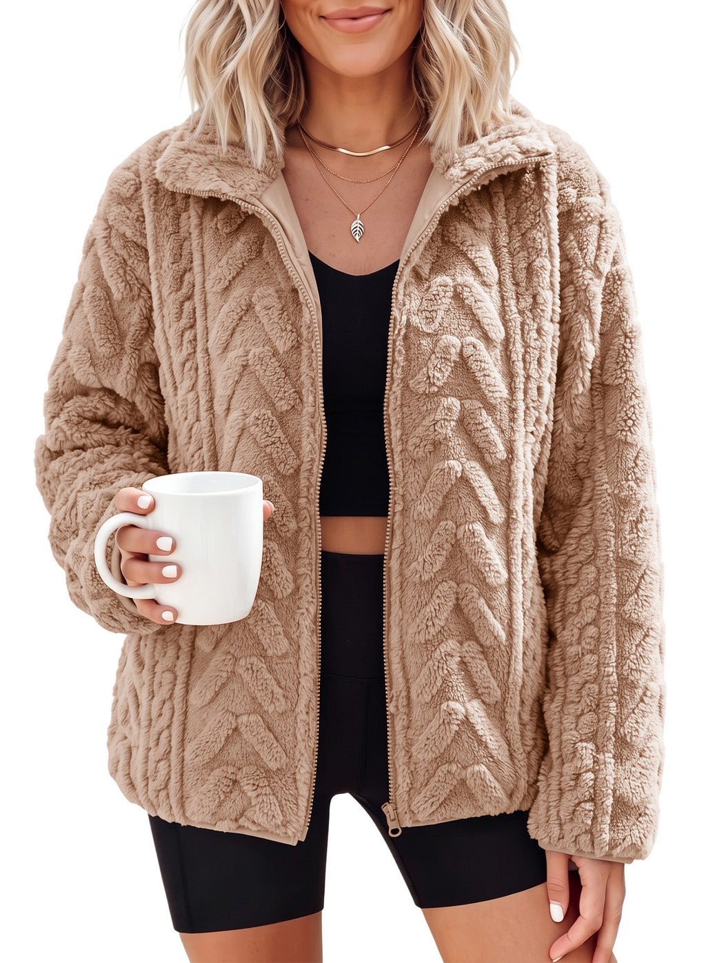 Dokotoo Winter Fleece Jacket for Women 2026 Zipper Casual Coat with Pockets