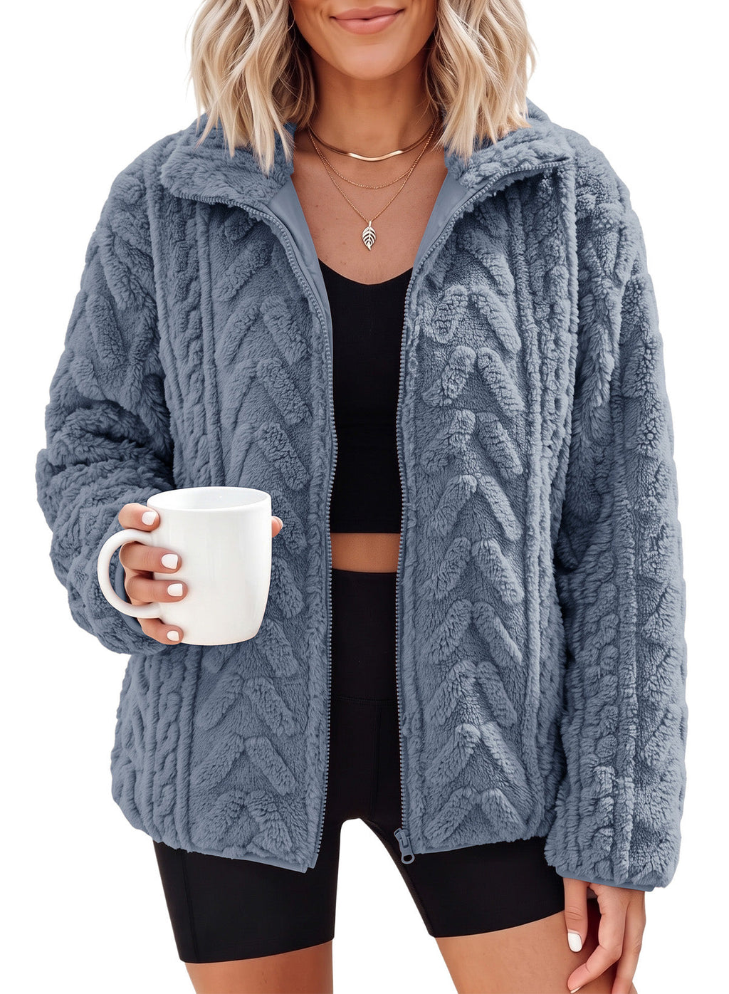 Dokotoo Winter Fleece Jacket for Women 2026 Zipper Casual Coat with Pockets