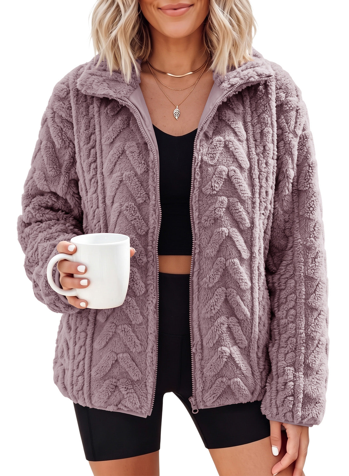 Dokotoo Winter Fleece Jacket for Women 2026 Zipper Casual Coat with Pockets