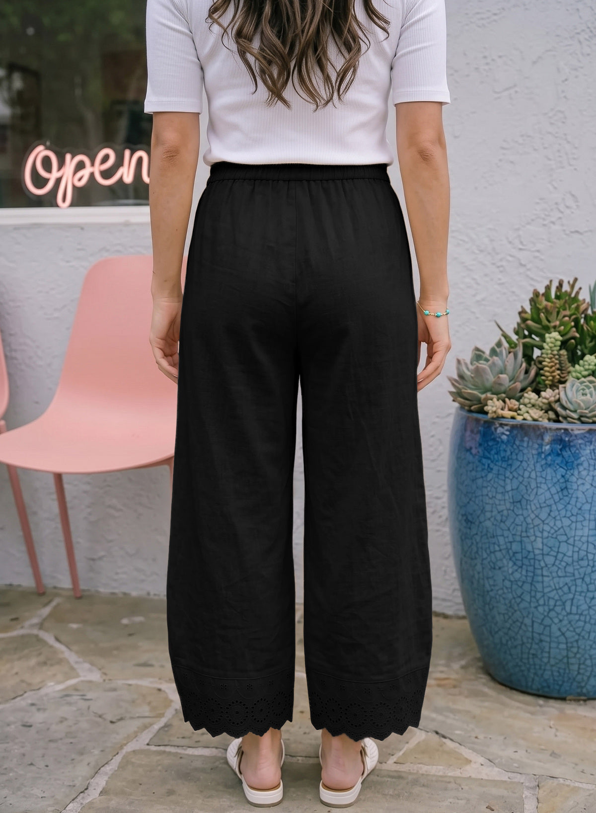 Dokotoo Cotton Harem Pants Women Wide Leg Flowy Casual Palazzo Trousers