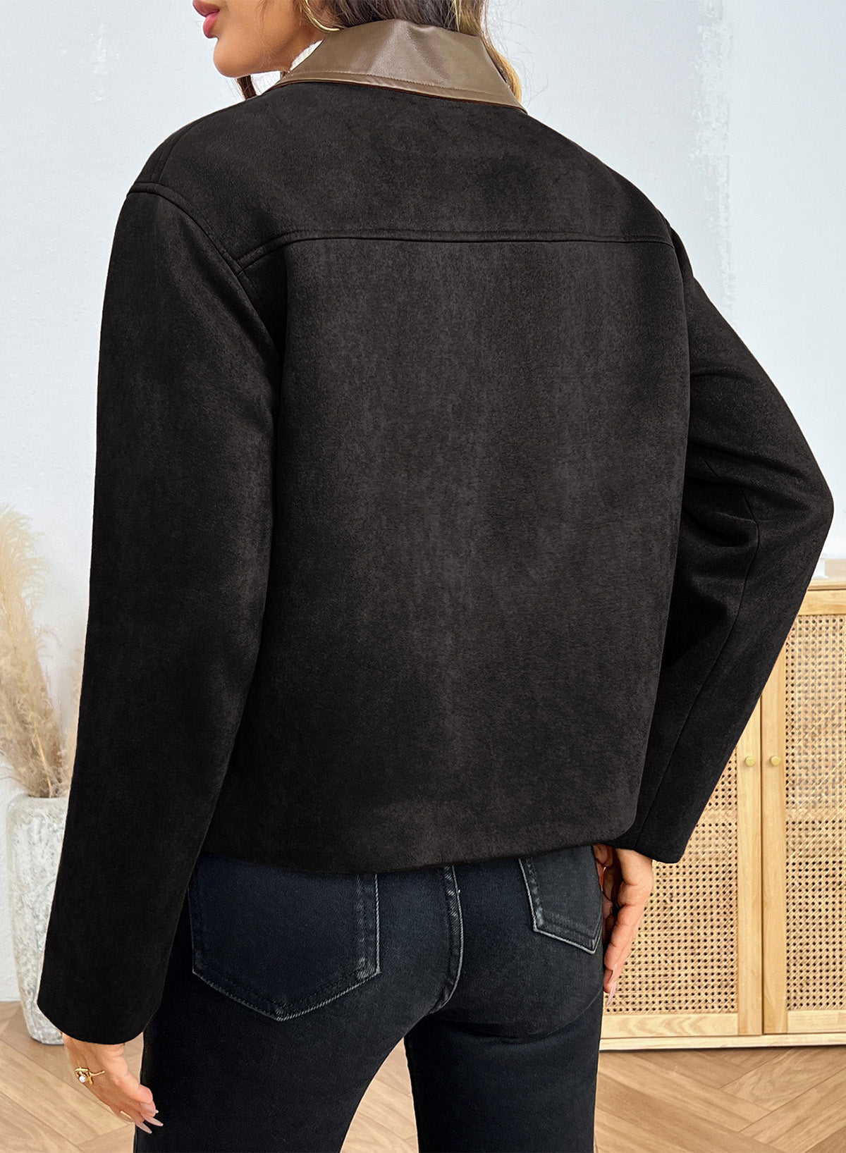 Dokotoo Womens Cropped Jacket 2026 Fall Collar Zip Button Coat with Pockets