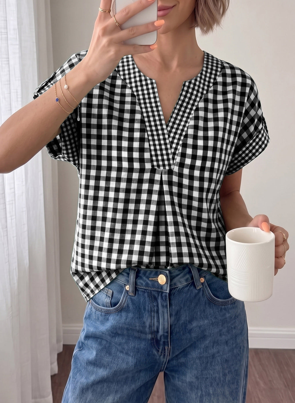 Dokotoo Womens Summer Tops Cap Sleeve Plaid V Neck T Shirts 2026 Outfits