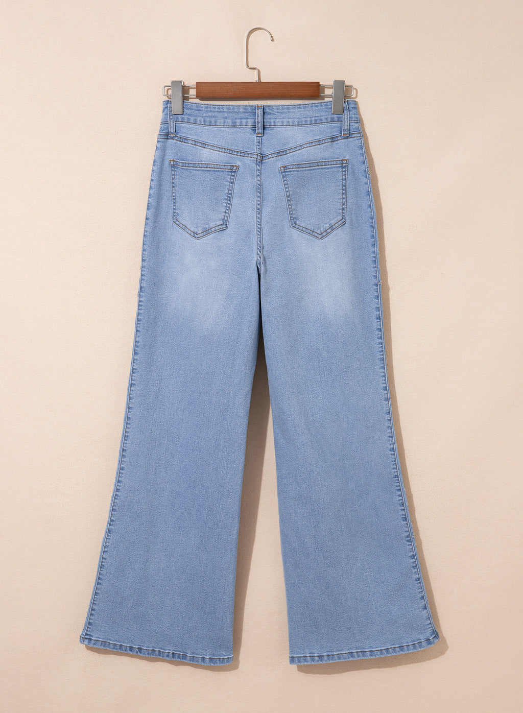 Dokotoo Women's Casual High Waist Embroidery Flare Leg Stretch Denim Pants