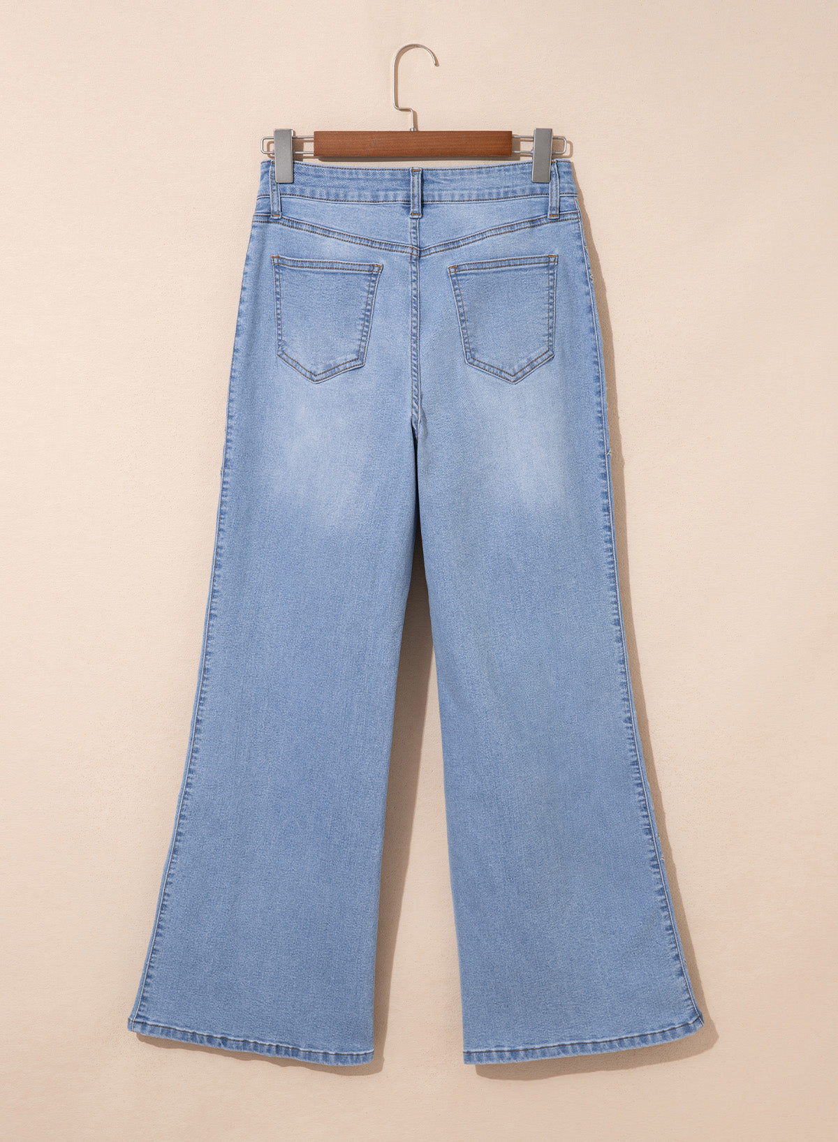 Dokotoo Women's Casual High Waist Embroidery Flare Leg Stretch Denim Pants