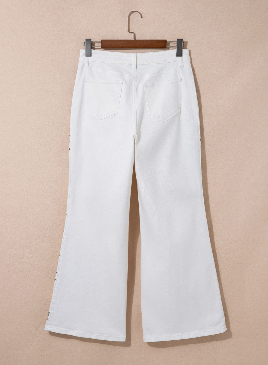 Dokotoo Women's Casual High Waist Embroidery Flare Leg Stretch Denim Pants