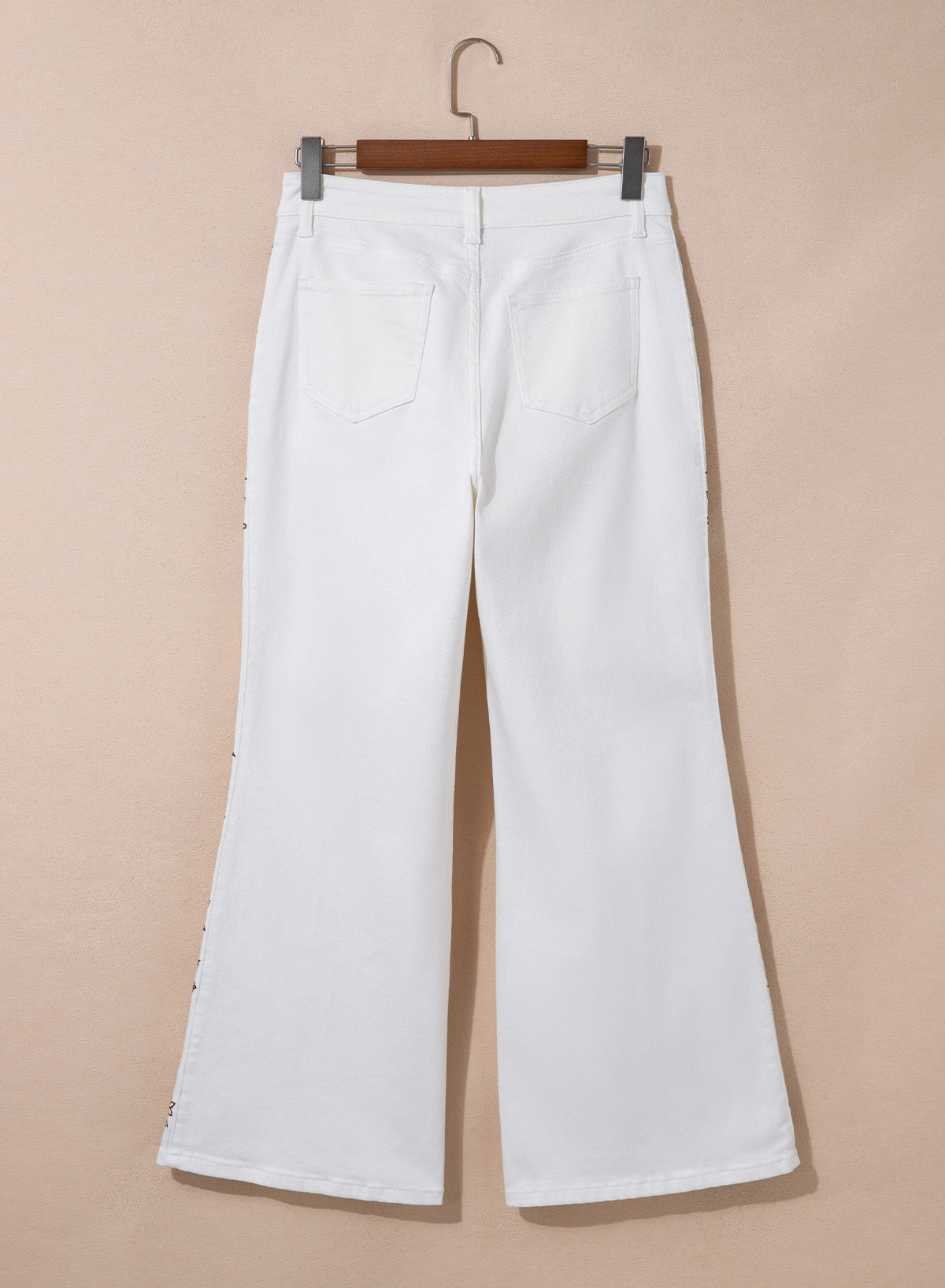 Dokotoo Women's Casual High Waist Embroidery Flare Leg Stretch Denim Pants