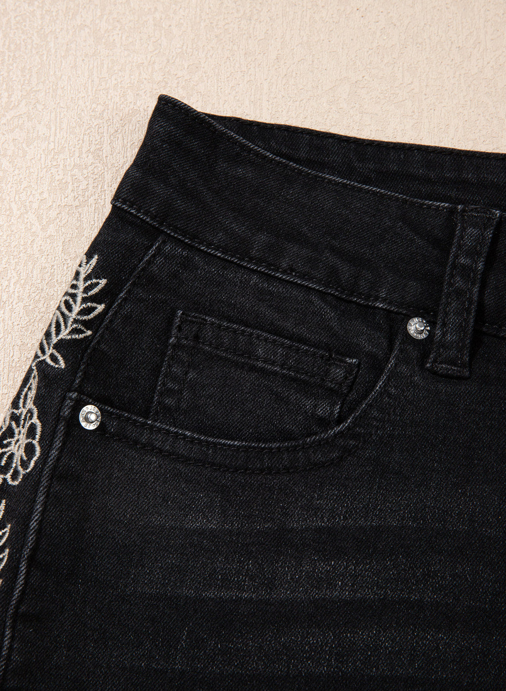 Dokotoo Women's Casual High Waist Embroidery Flare Leg Stretch Denim Pants